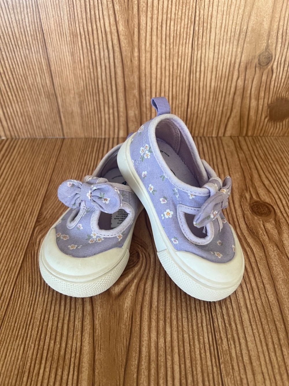 Toddler Lavender Floral Bow Canvas Shoes